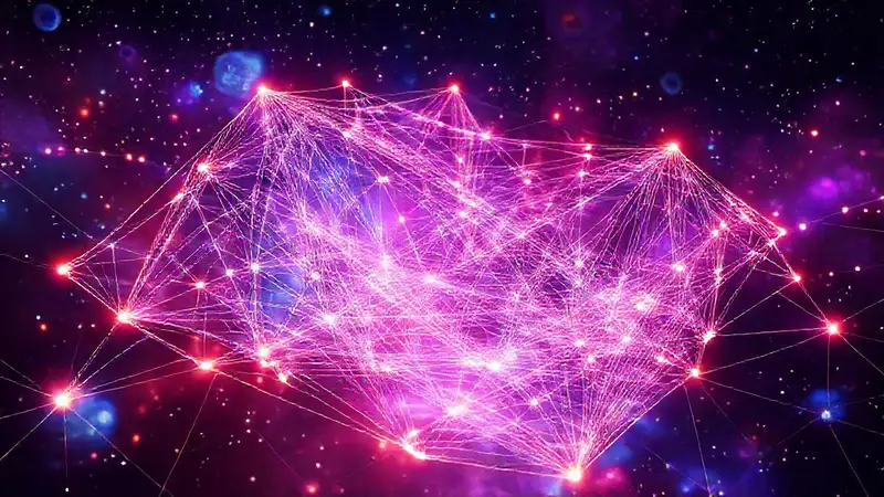 Diagramas energéticos futuristas en fondo cósmico brillante