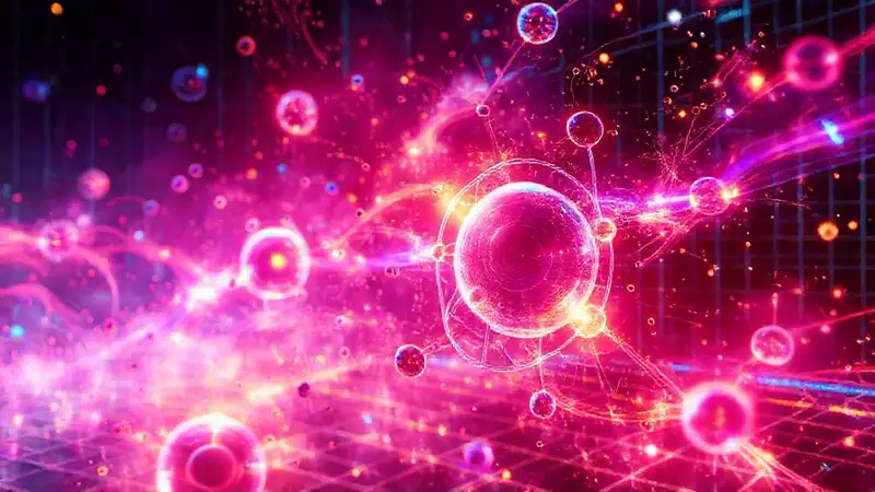 Partículas cuánticas futuristas con energía vibrante