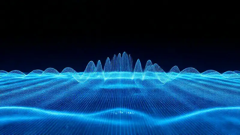 Ondas de sonido en tonos azules y grises