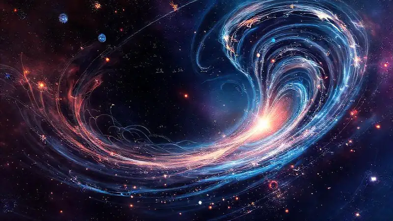 Ilustración vibrante de la curvatura del espacio