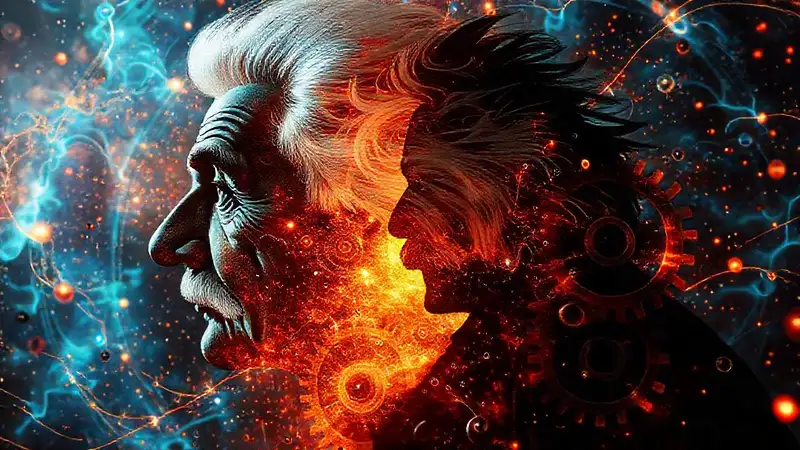 Silhouette de Einstein en espacio-tiempo futurista